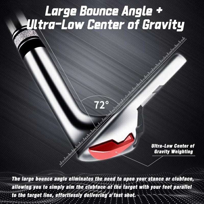 PGM Wedge - 72 Degrees Premium Sand Wedge, Lob Wedge for Men & Women - CNC Textured - Bunker Buster Escape Bunkers and Save Strokes Around The Green-High Loft Golf Club - Image 3